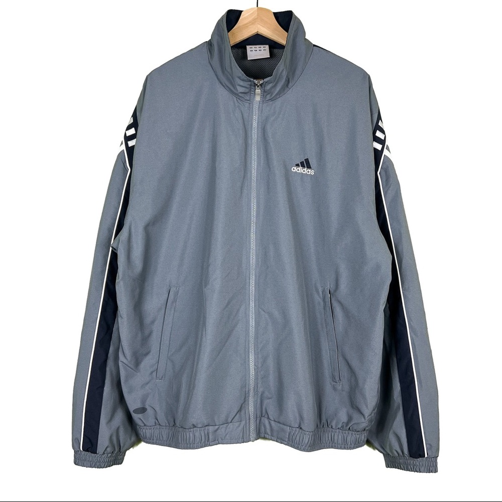 Vintage Mens Early 2000s Grey Adidas Windbreaker!